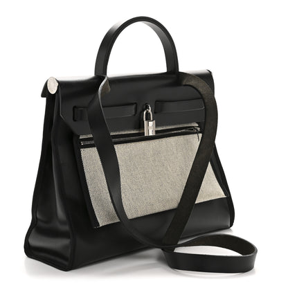 Hermes Toile H Berline Vache Hunter Herbag Zip PM 31 Black Ecru 4 of 13