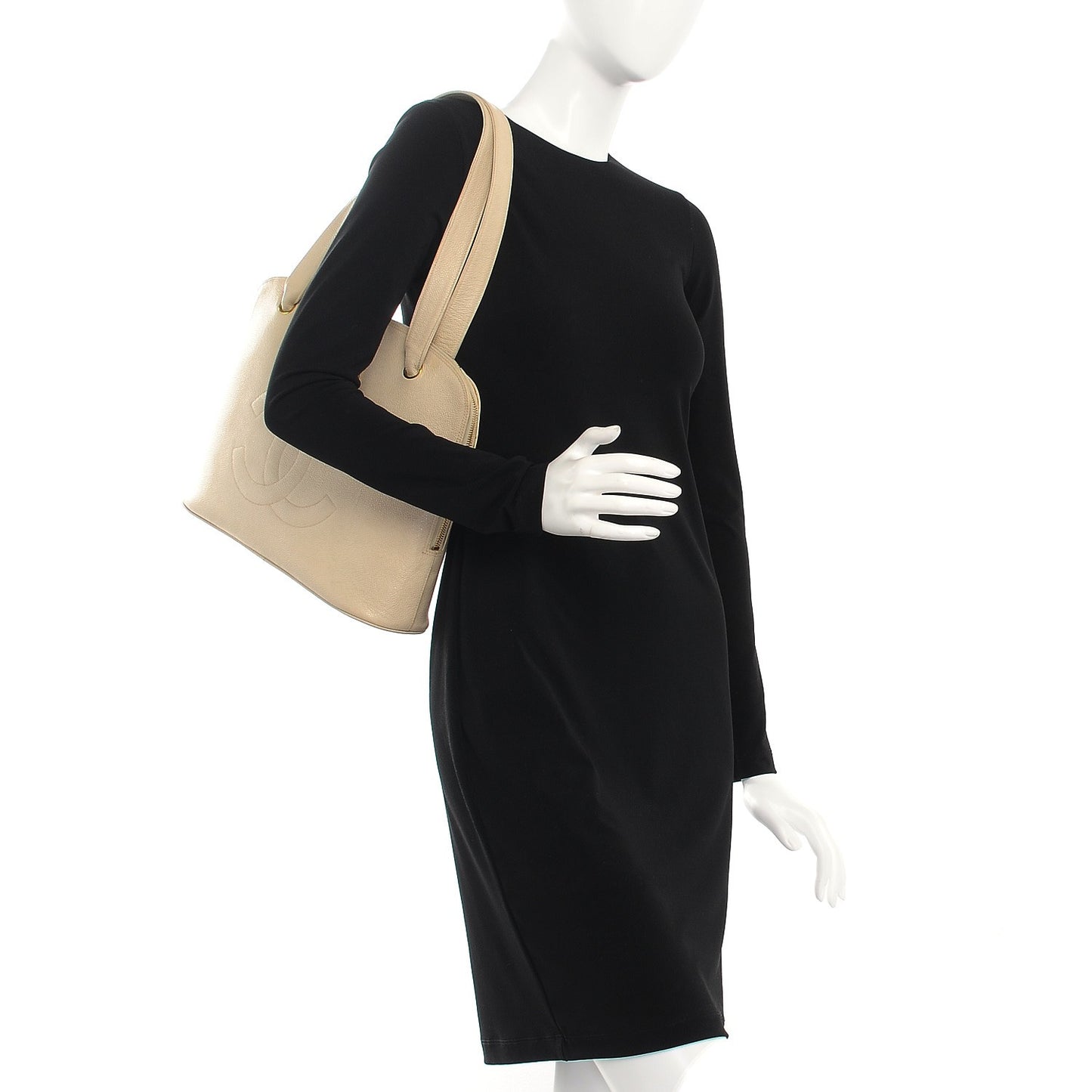 Caviar CC Shoulder Bag Light Beige