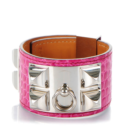 Hermes Shiny Alligator Collier De Chien CDC Bracelet S Fuchsia 1 of 9