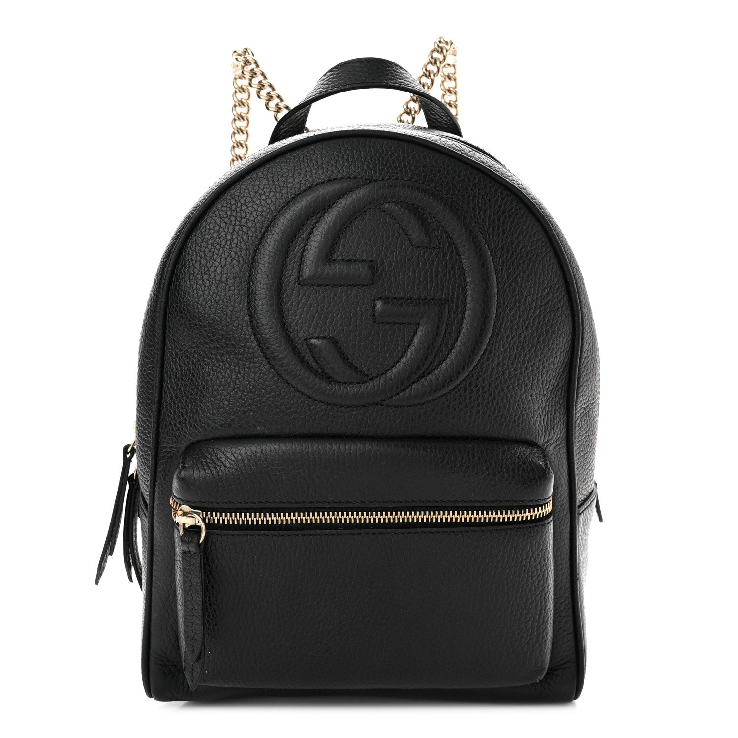 Gucci Pebbled Calfskin Soho Chain Backpack Black 1 of 10