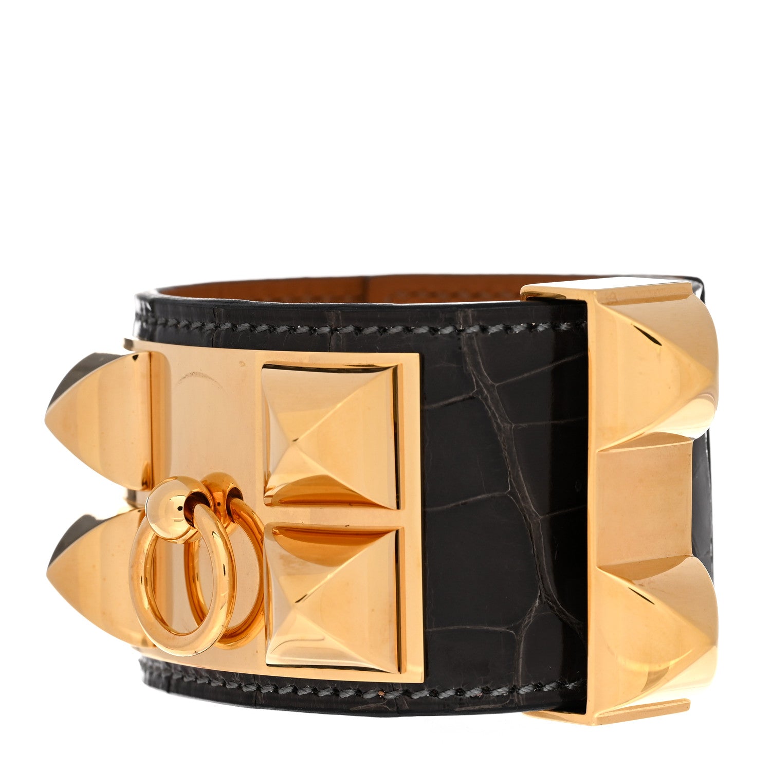 Hermes Shiny Alligator Collier De Chien CDC Bracelet S Macassar 1 of 7