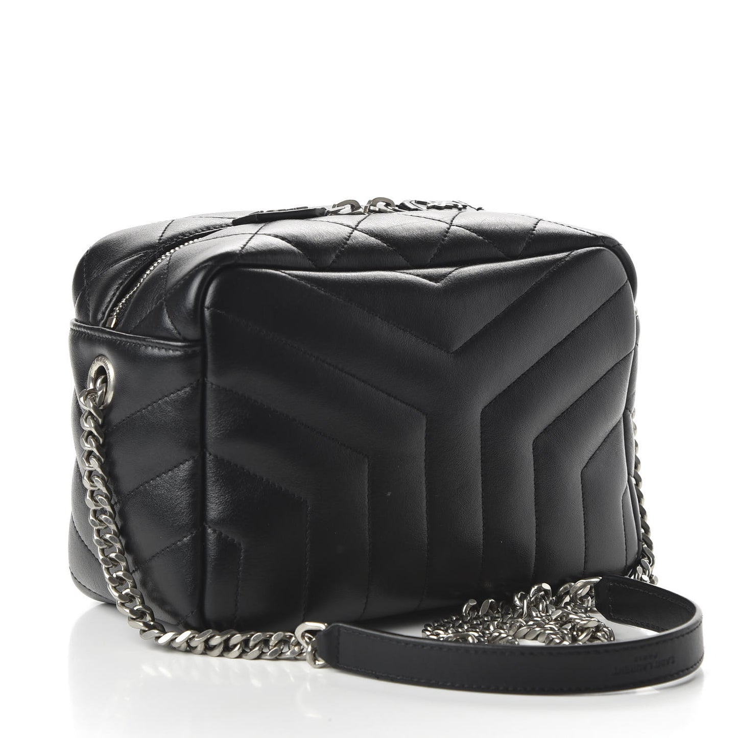 Calfskin Y Quilted Monogram Small Loulou Bowling Bag Black