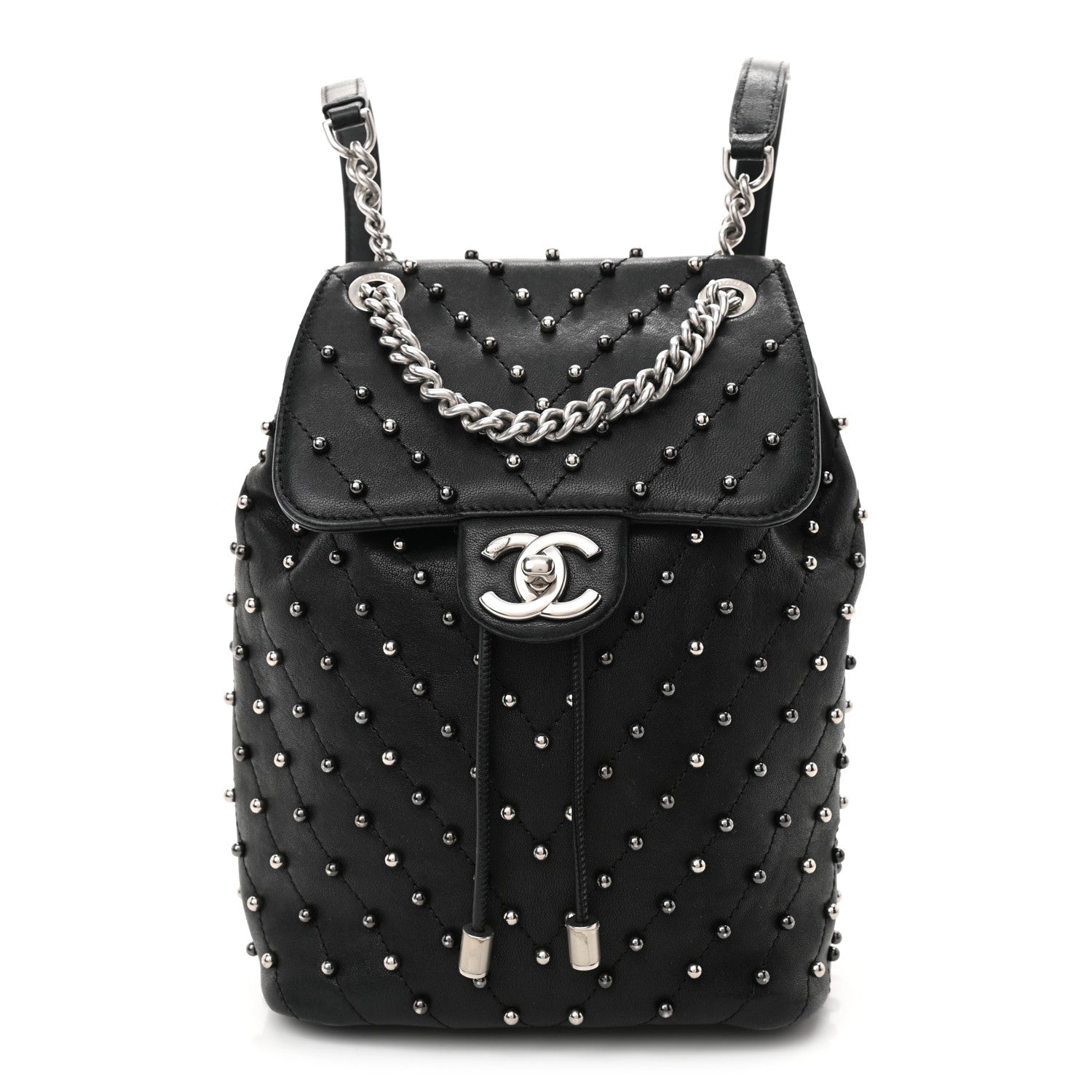 Chanel Lambskin Chevron Quilted Studded Stud Wars Backpack Black 1 of 10