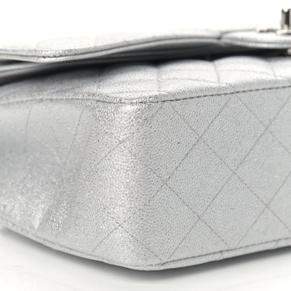 Chanel Glittered Metallic Caviar Quilted Medium Double Flap Silver 8 of 9