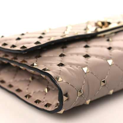 Valentino Garavani Lambskin Rockstud Spike Wallet on Chain Poudre 7 of 8