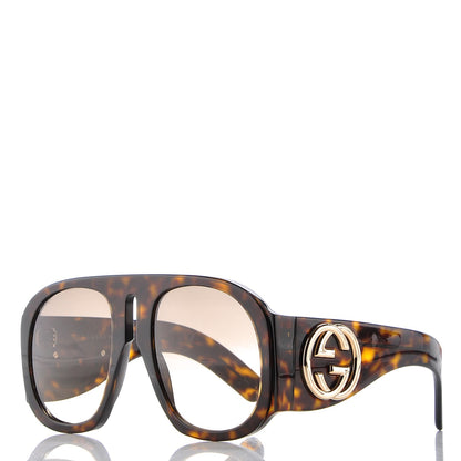 Gucci Acetate Oversized Interlocking G Sunglasses GG0152S Tortoise 1 of 7