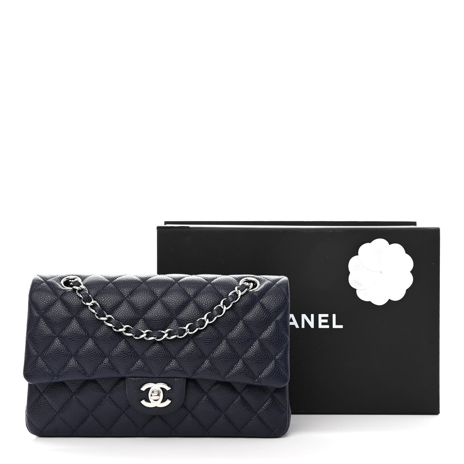 Chanel Caviar Quilted Medium Double Flap Navy 12 of 12