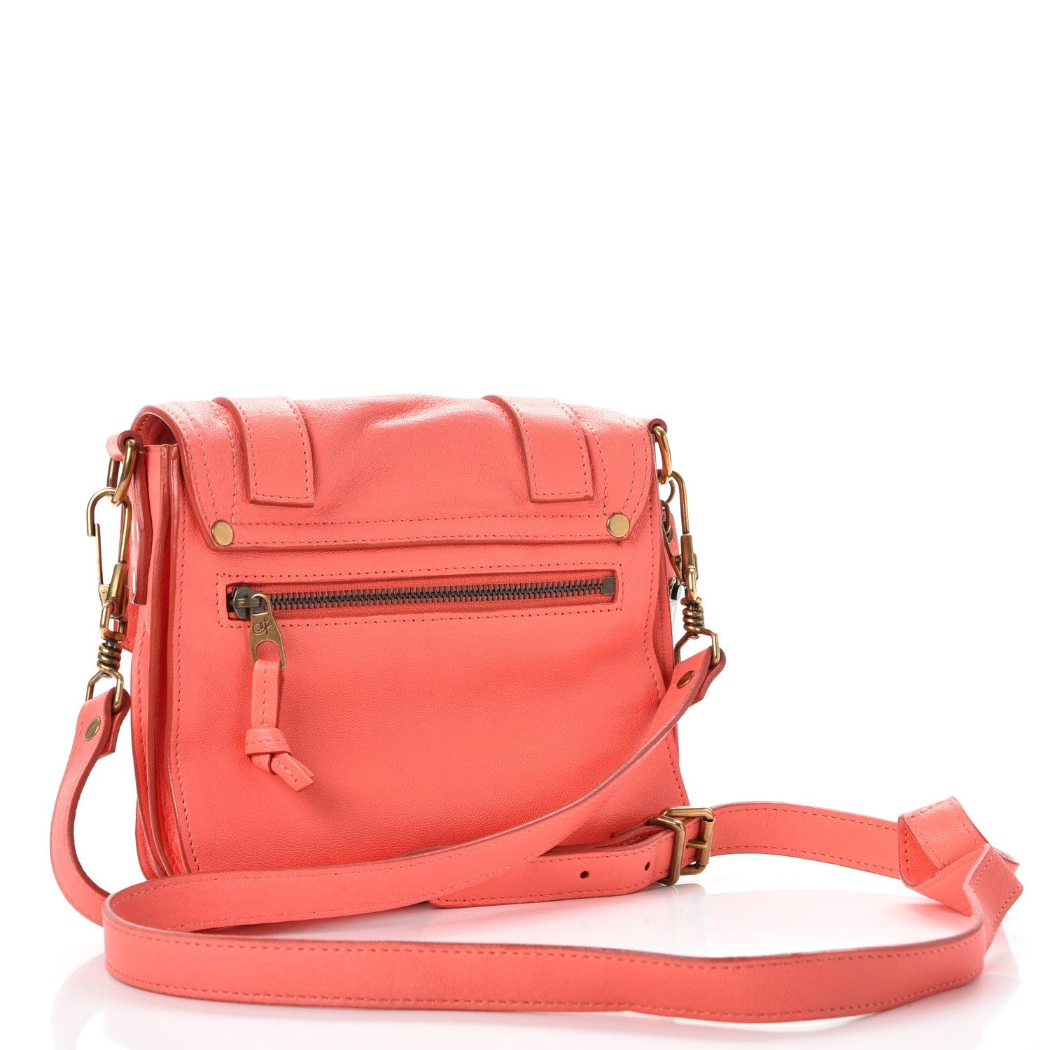 Proenza Schouler Lambskin PS1 Pouch Messenger Neon Coral 3 of 8