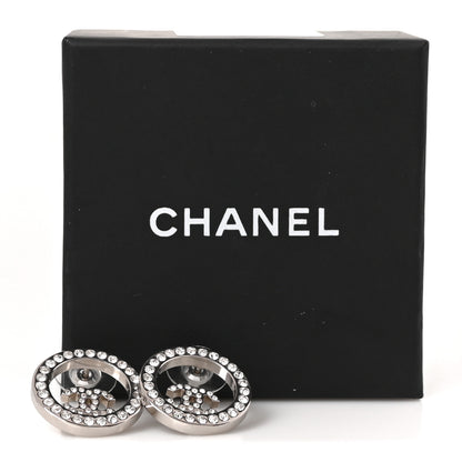 Chanel Crystal CC Round Earrings Silver 5 of 5