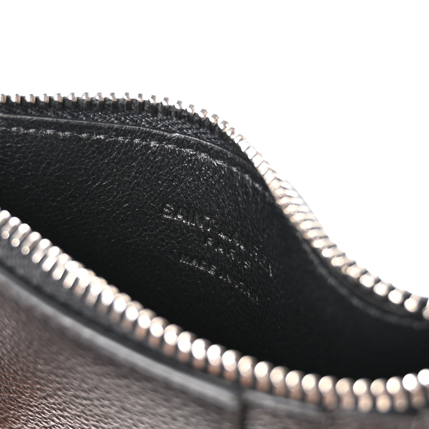 Saint Laurent Grained Calfskin 5 Fragments Zip Pouch Card Holder Black 6 of 8