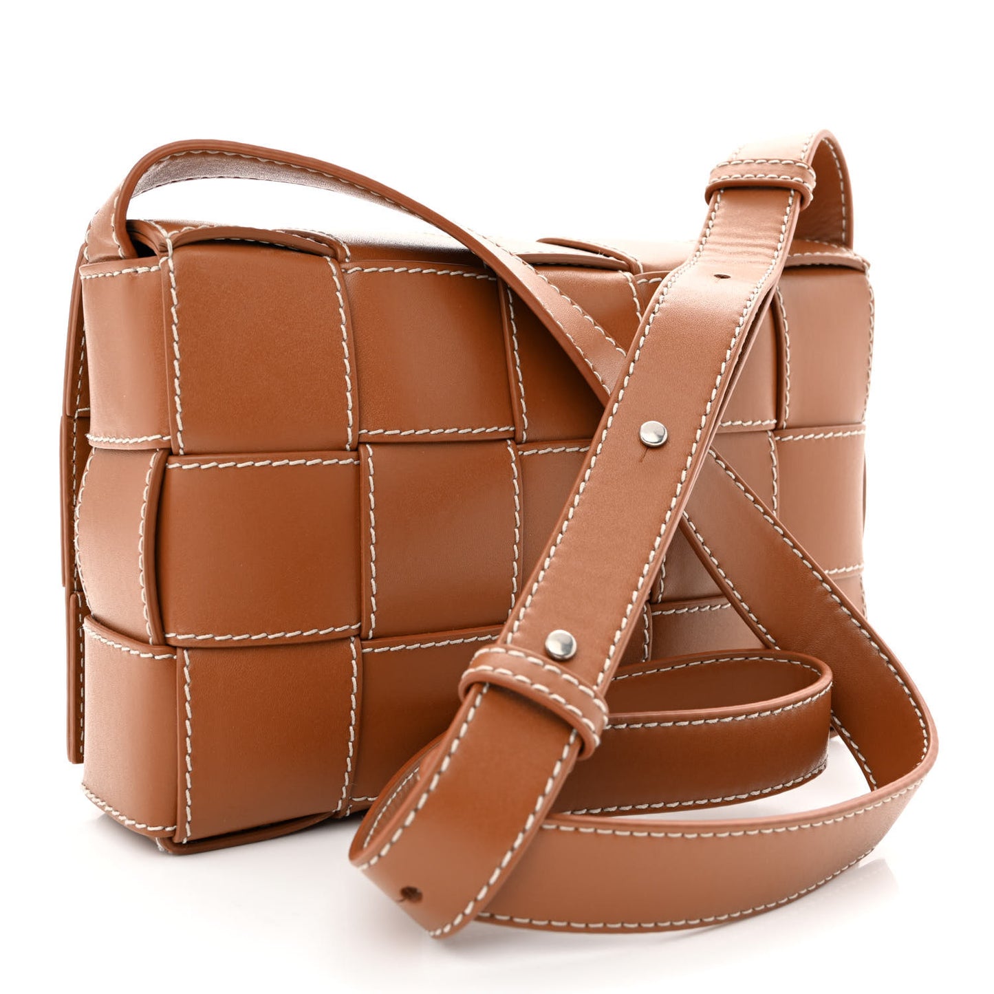 Lambskin Maxi Intrecciato Edge Stitch Cassette Crossbody Bag Wood