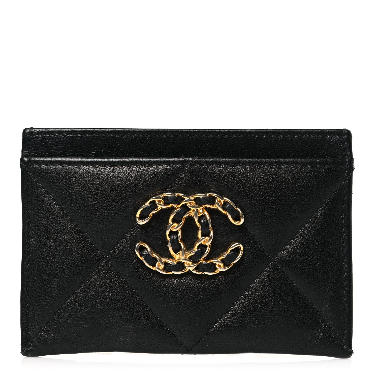 Chanel Lambskin Quilted Chanel 19 Card Holder Black 1 of 9