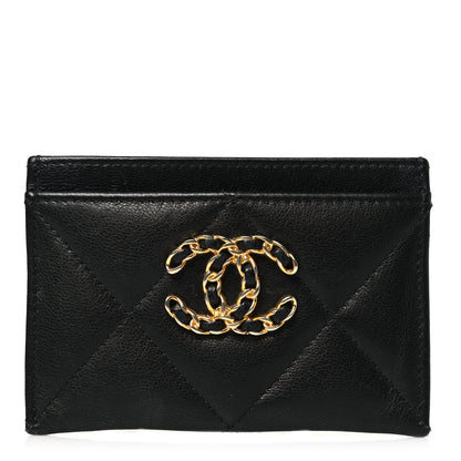 Chanel Lambskin Quilted Chanel 19 Card Holder Black 1 of 9