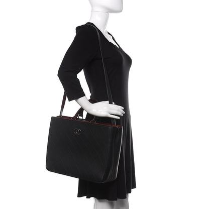 Chanel Bullskin Stitched Bi-Color Large Shopping Tote Black 2 of 11