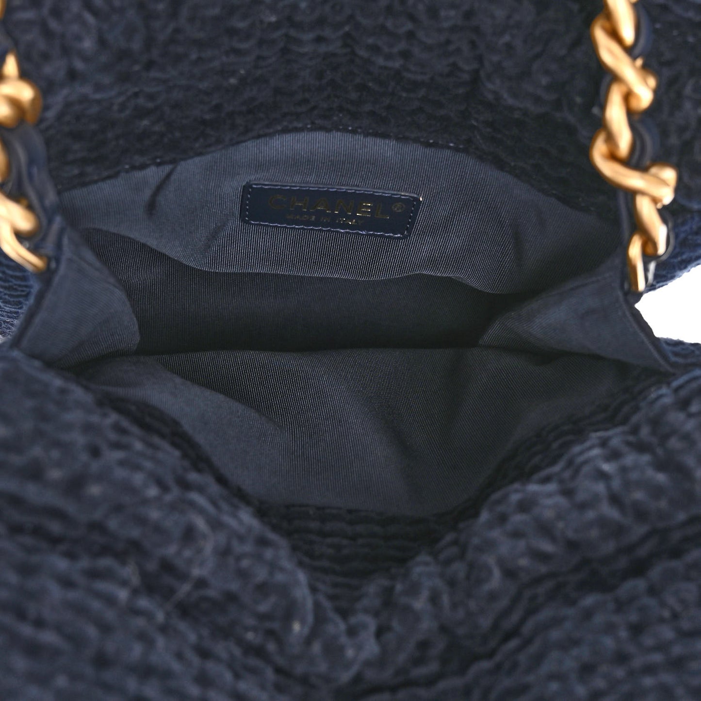 Cotton Tweed Shopping Bag Navy