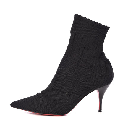 Christian Louboutin Tricot Lurex Sandrine 80 Sock Ankle Boots 37.5 Black 1 of 7