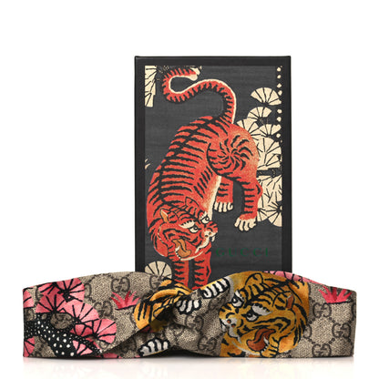 Gucci Silk Monogram Bengal Tiger Print Duchesse Headband Pink 5 of 5
