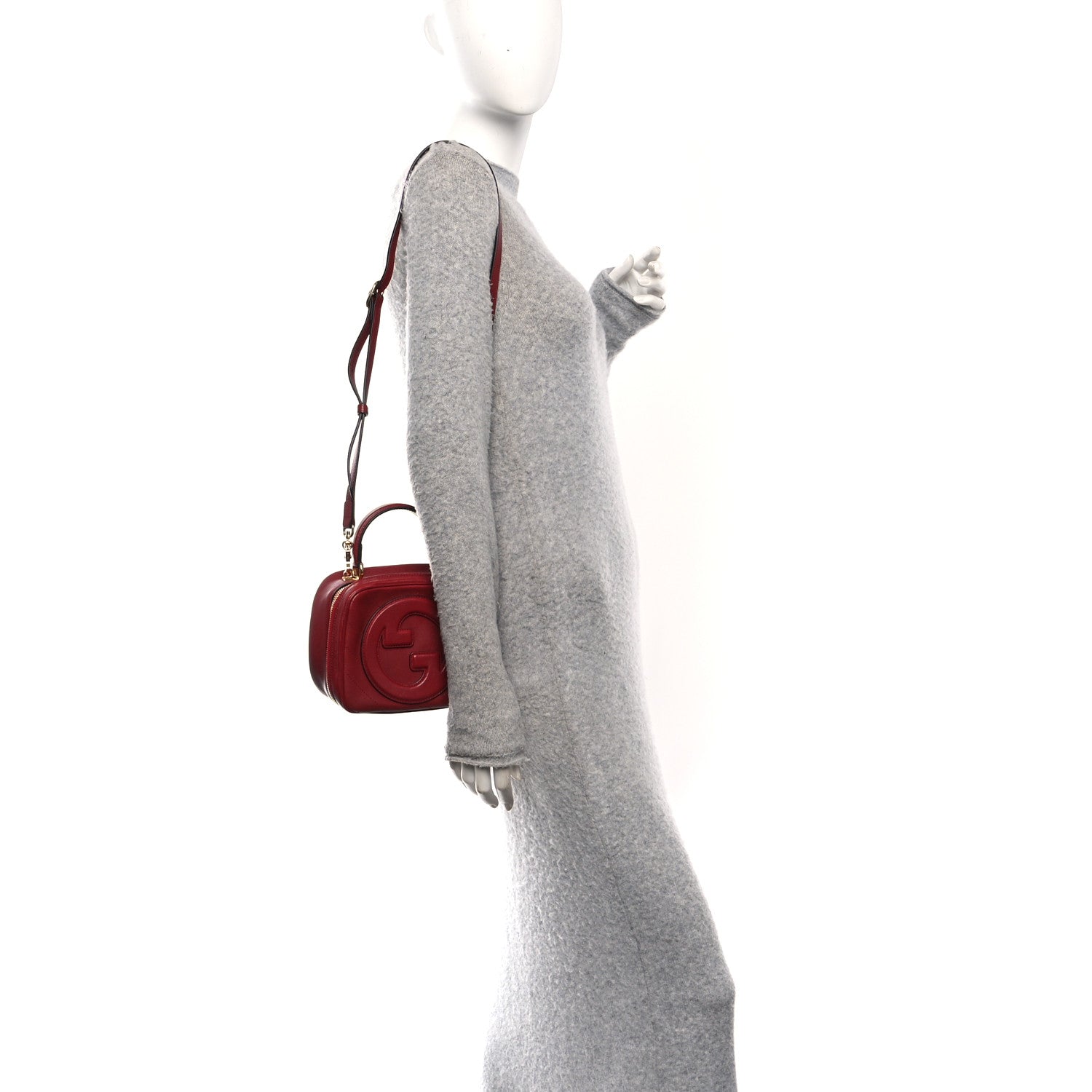 Gucci Sakai Be Green Calfskin Diagonal Stitched Blondie Top Handle Bag Rosso 2 of 10