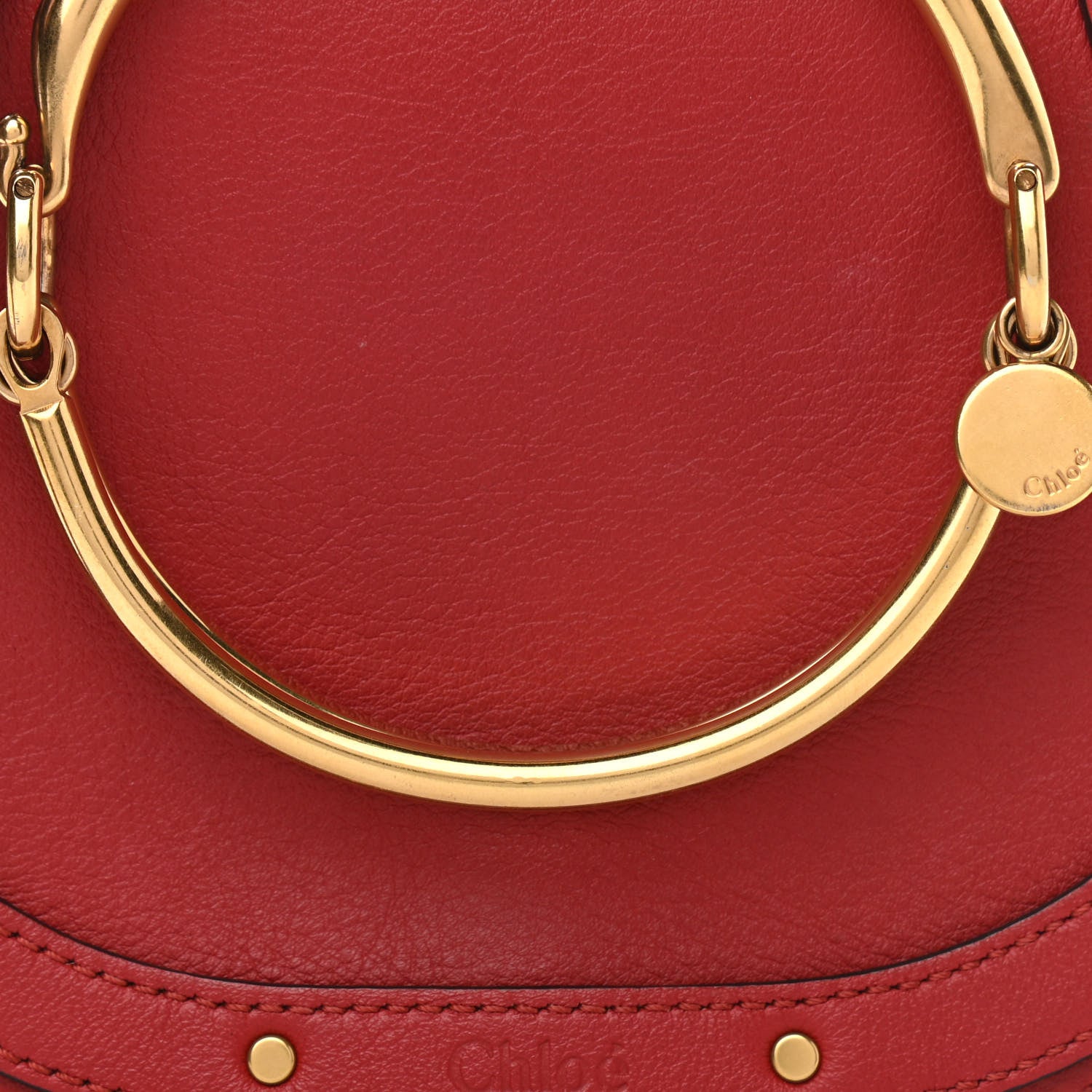 Chloe Calfskin Suede Small Nile Bracelet Bag Intense Red 8 of 10