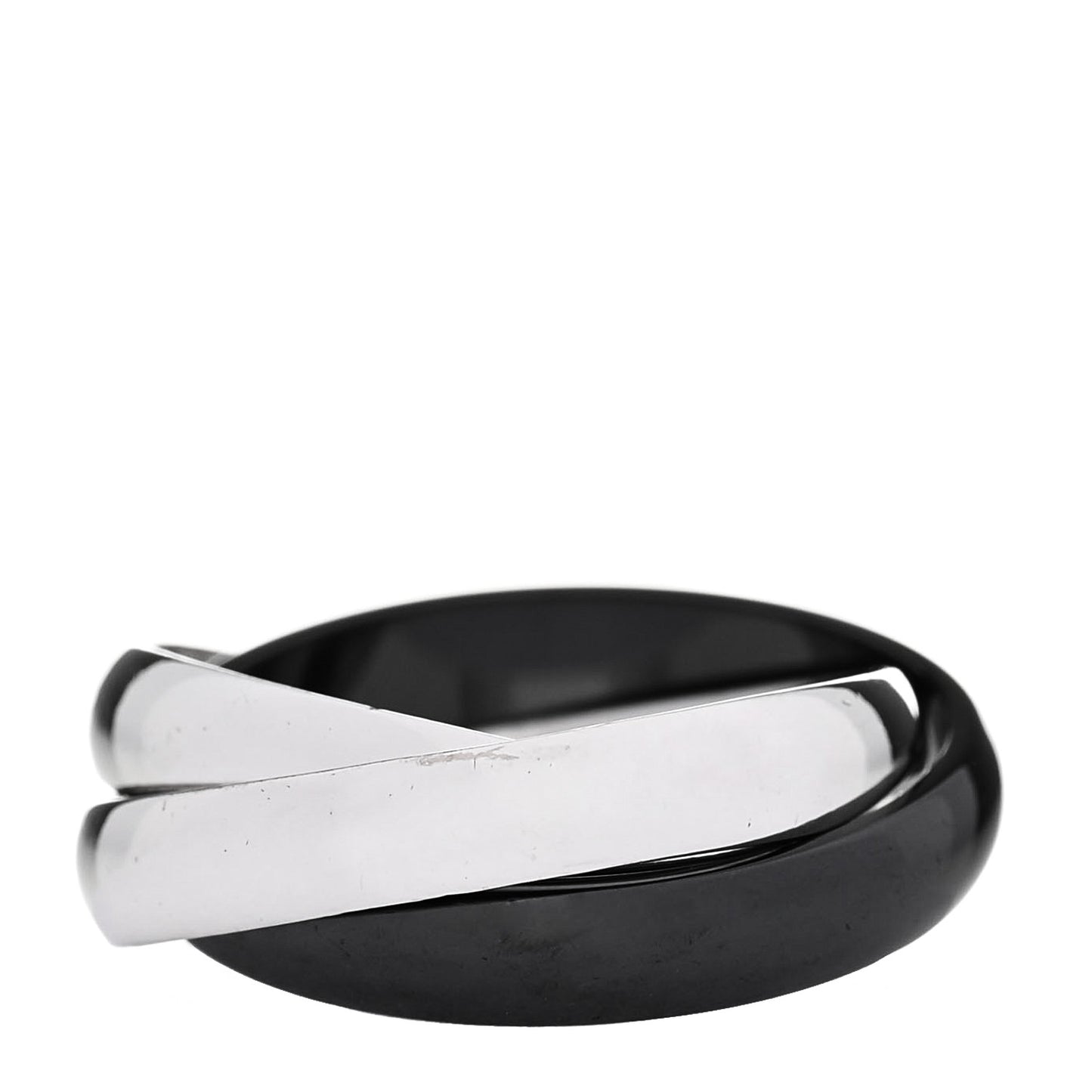 18K White Gold Black Ceramic Trinity Ring 51 5.75