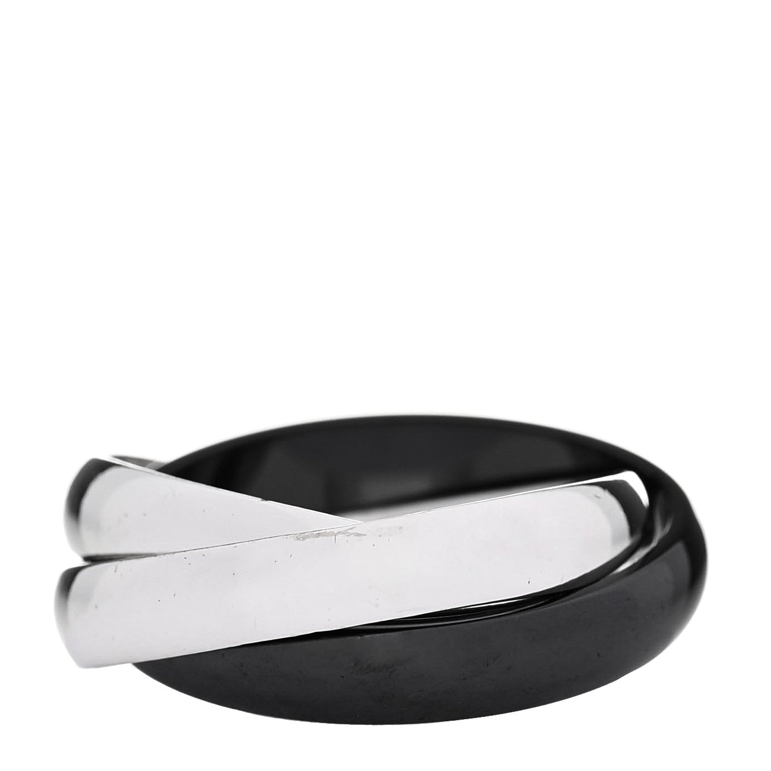 Cartier 18K White Gold Black Ceramic Trinity Ring 51 5.75 3 of 5