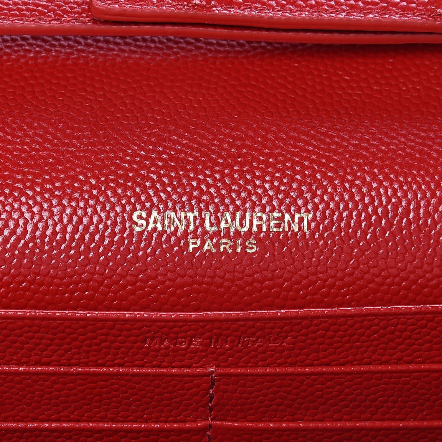 Saint Laurent Grain De Poudre Matelasse Chevron Monogram Chain Wallet Bandana Red 6 of 9
