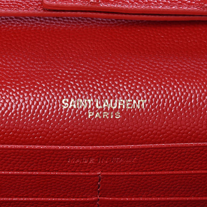 Saint Laurent Grain De Poudre Matelasse Chevron Monogram Chain Wallet Bandana Red 6 of 9