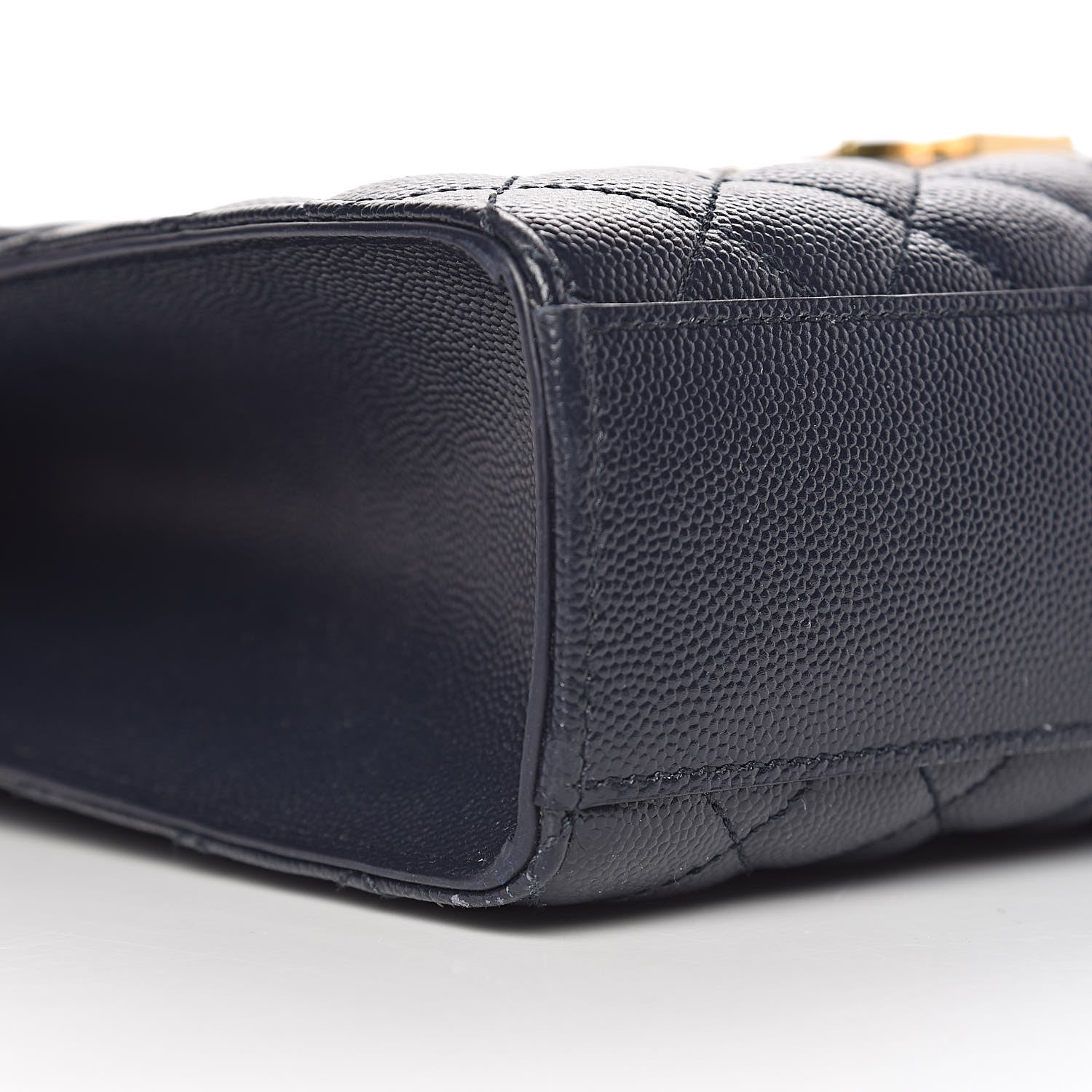 Saint Laurent Grain De Poudre Mixed Matelasse Large Triquilt Monogram Satchel Deep Marine 8 of 25