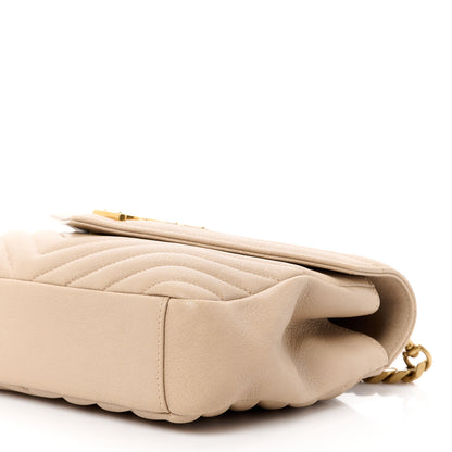 Saint Laurent Sheepskin Matelasse Chevron Monogram Medium College Bag Dark Beige 11 of 17