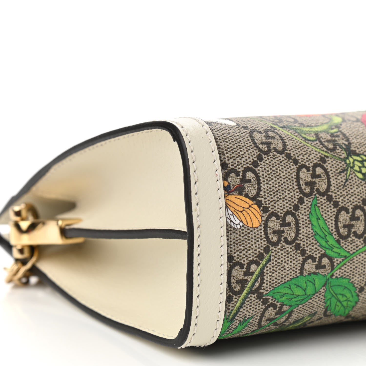 Gucci GG Supreme Monogram Flora Web Small Ophidia Chain Shoulder Bag White 10 of 12