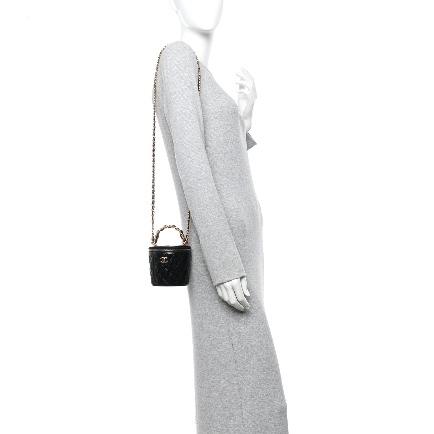 Chanel Patent Quilted Afternoon Tea Top Handle Vanity Case With Chain Black 2 of 10