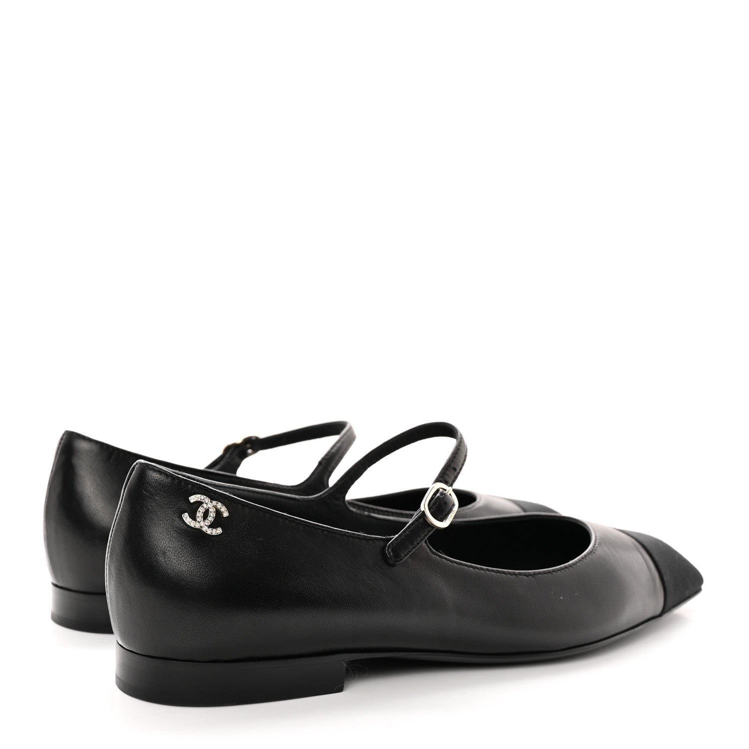 Chanel Lambskin Grosgrain Cap Toe CC Mary Jane Flats 39.5 Black 4 of 14