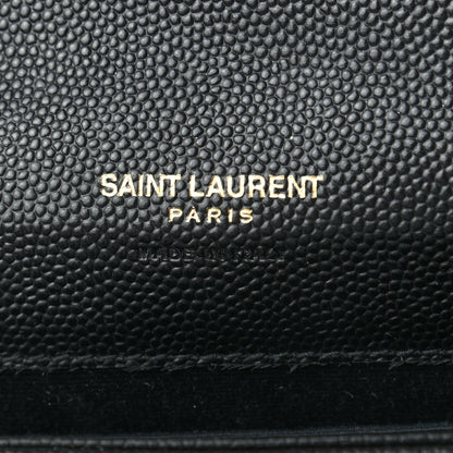 Saint Laurent Grain De Poudre Matelasse Chevron Monogram Envelope Clutch Black 6 of 7