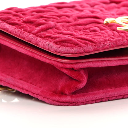 Chanel Velvet Quilted Camellia Velvet Flap Coin Purse With Chain Fuchsia 10 of 14