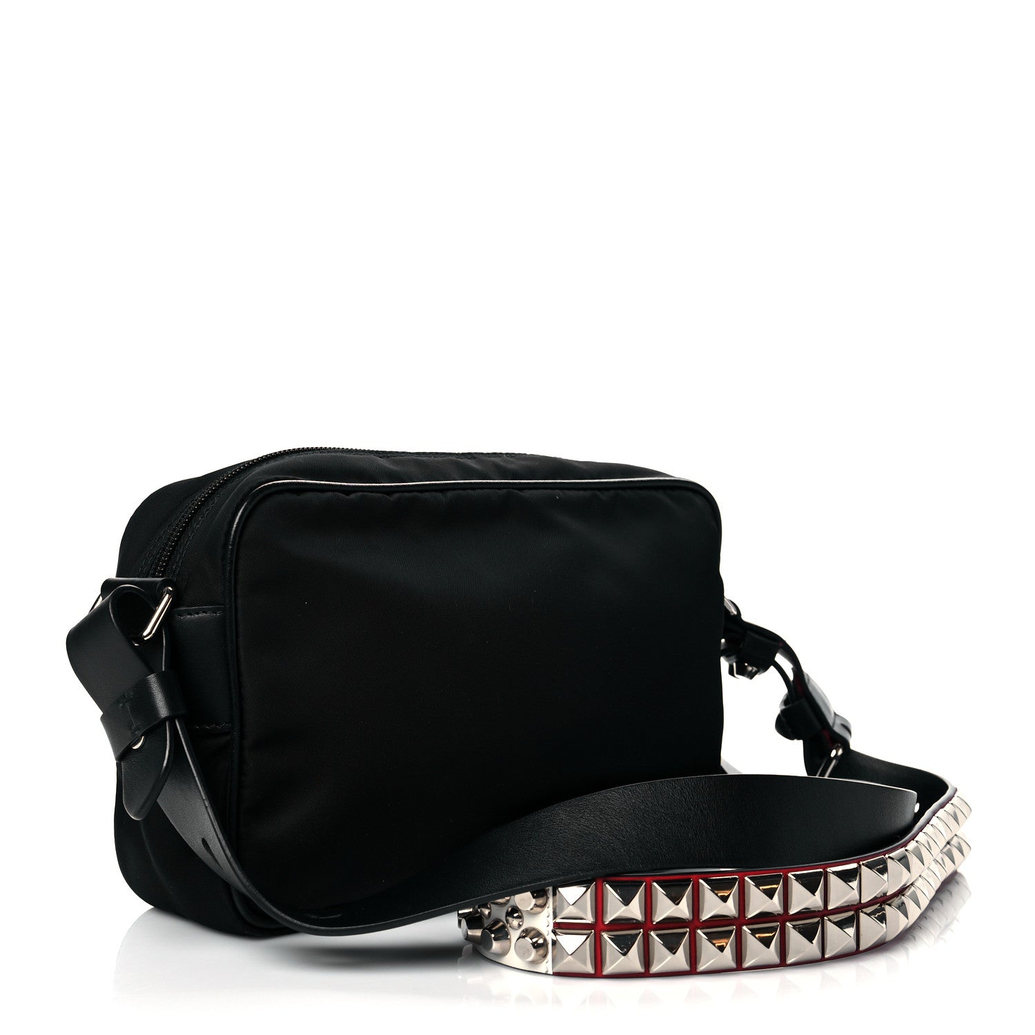 Prada Tessuto Nylon Studded New Vela Shoulder Bag Black Fuoco 3 of 11