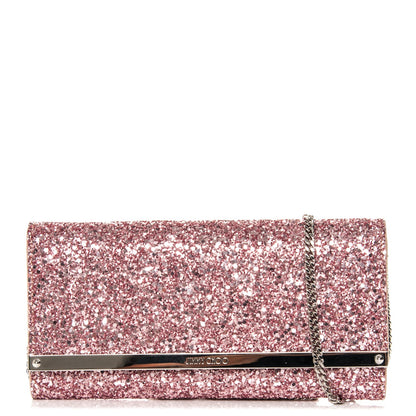 Jimmy Choo Glittered Lambskin Milla Wallet on Chain Tea Rose 1 of 6