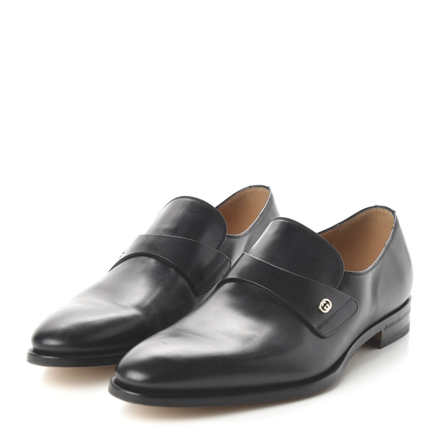 Calfskin Mens Interlocking GG Loafer 9 Black