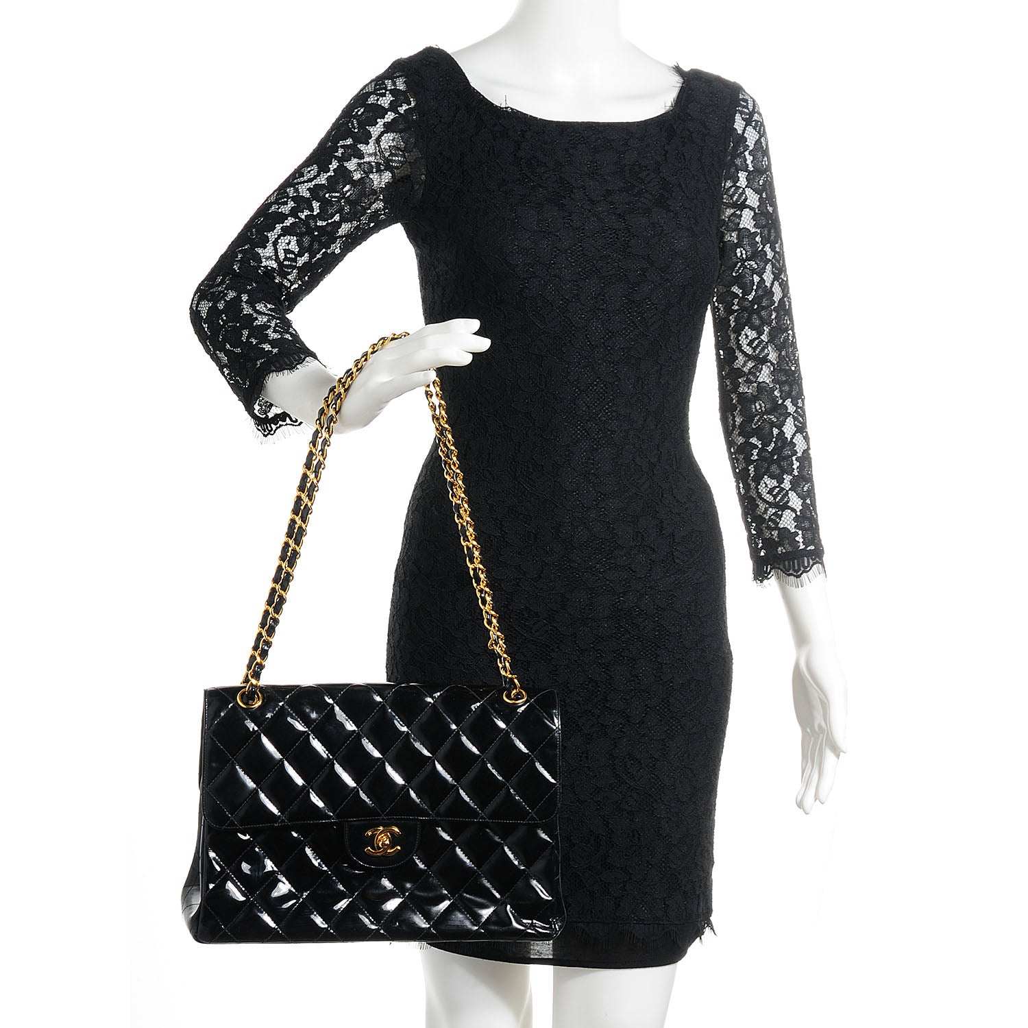 Chanel Patent Quilted Jumbo Double Sided Flap Black 2 of 8