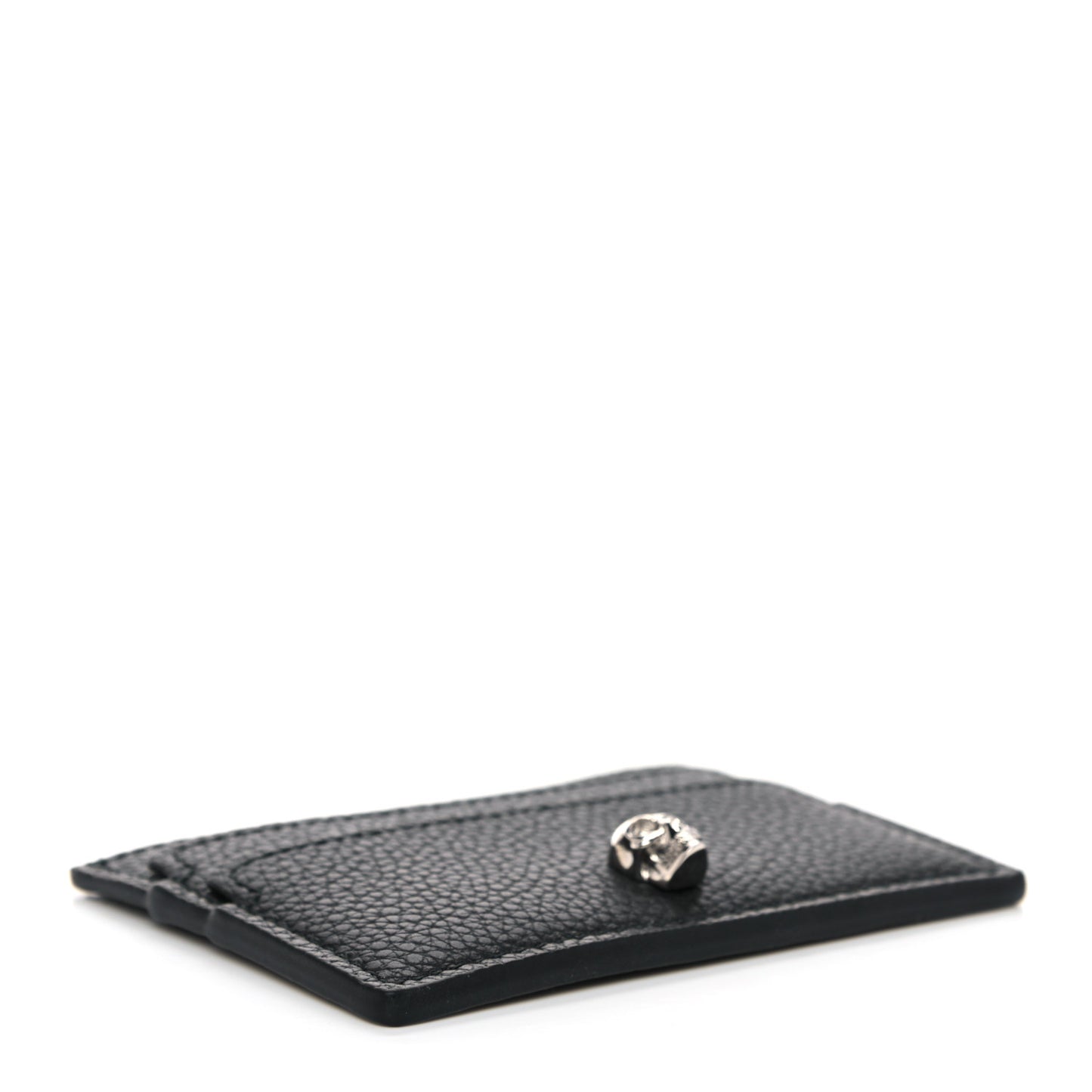 Calfskin Skull Card Holder Black