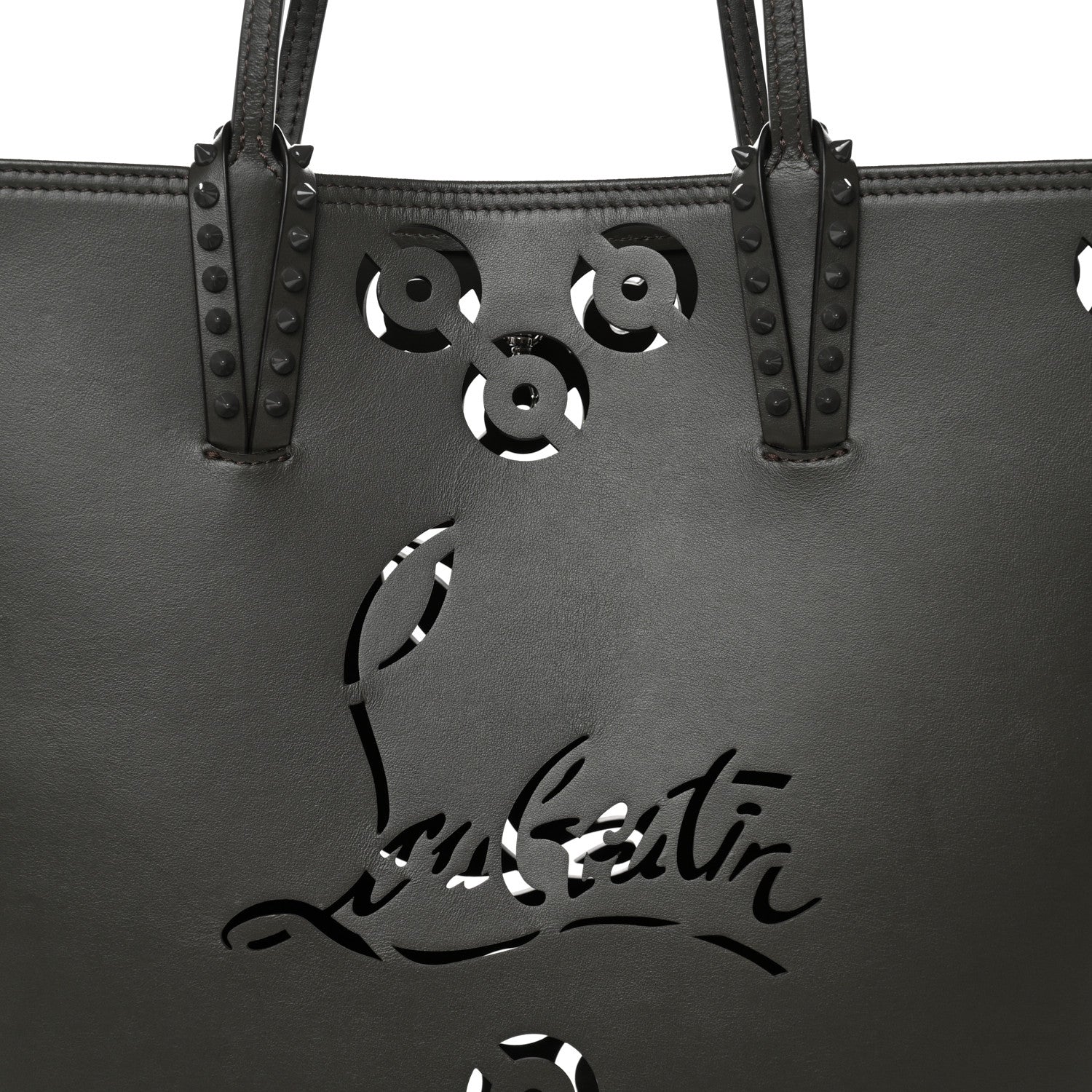 Christian Louboutin Calfskin Paris CL Logo Perforated Cabata Tote