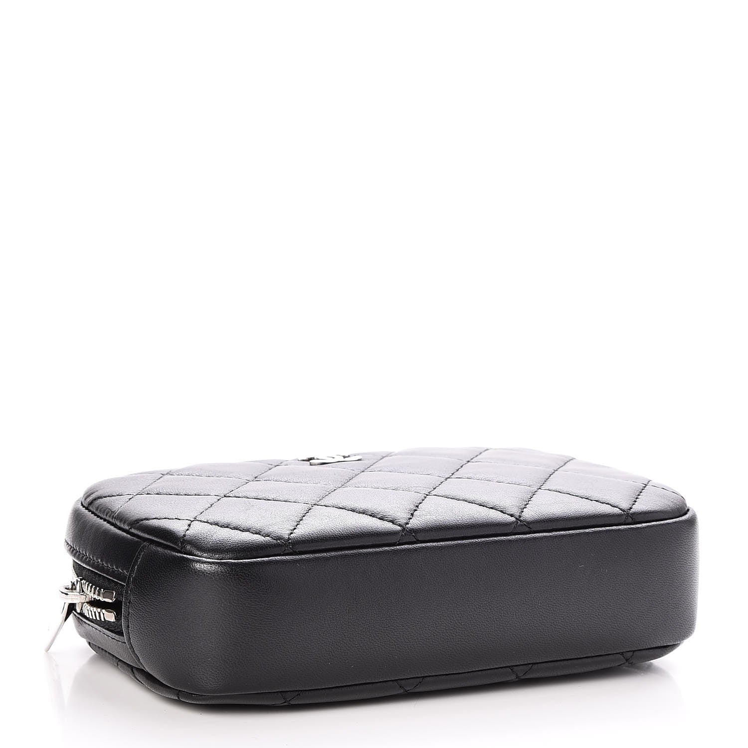 Chanel Lambskin Quilted Small Curvy Pouch Cosmetic Case Black 4 of 8