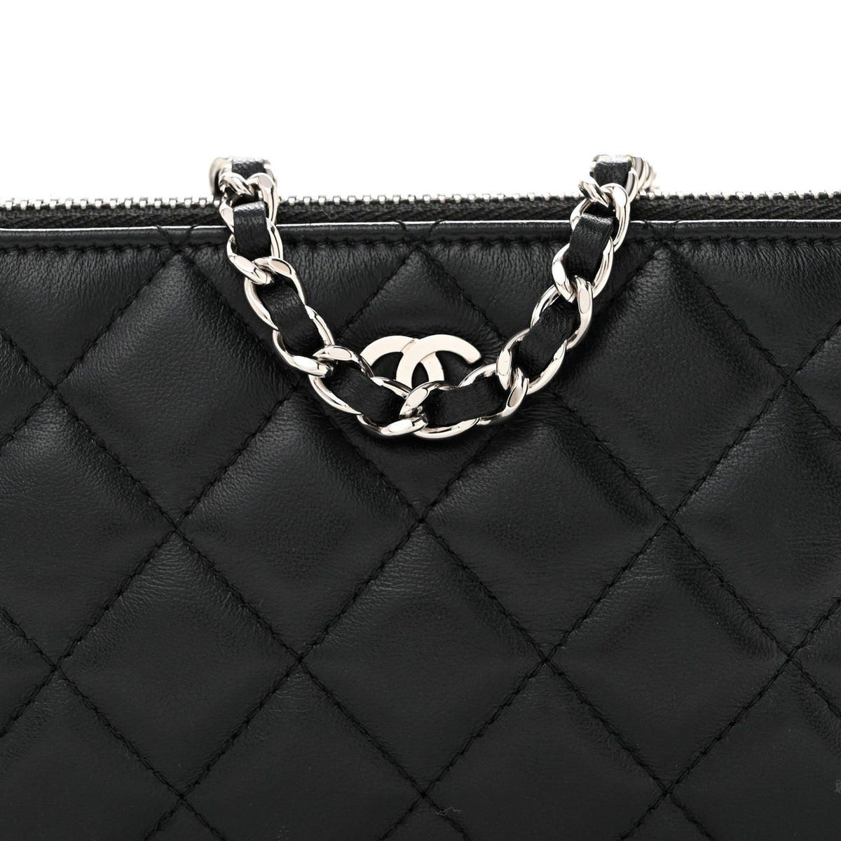 Chanel Lambskin Quilted Small Clutch With Chain Black 9 of 14