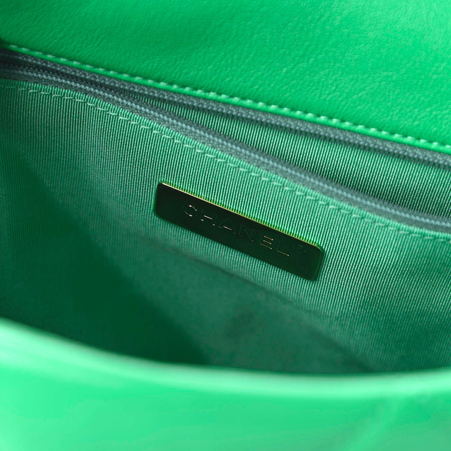 Chanel Goatskin Quilted Large 19 Flap Green 8 of 10