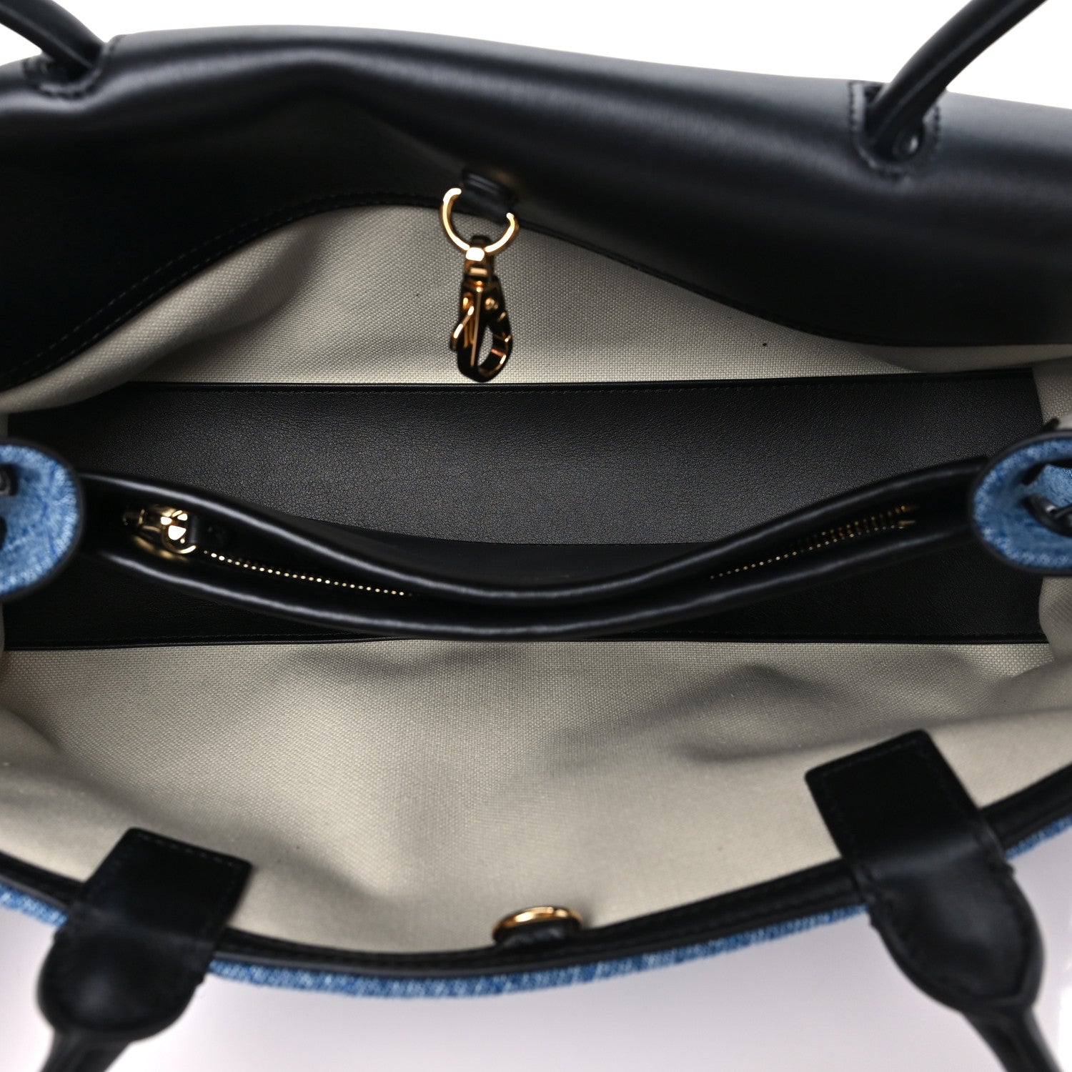 Chanel Calfskin Denim Stitched Urban Essentials Small Shopping Bag Blue Black 5 of 11