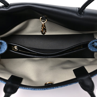 Chanel Calfskin Denim Stitched Urban Essentials Small Shopping Bag Blue Black 5 of 11