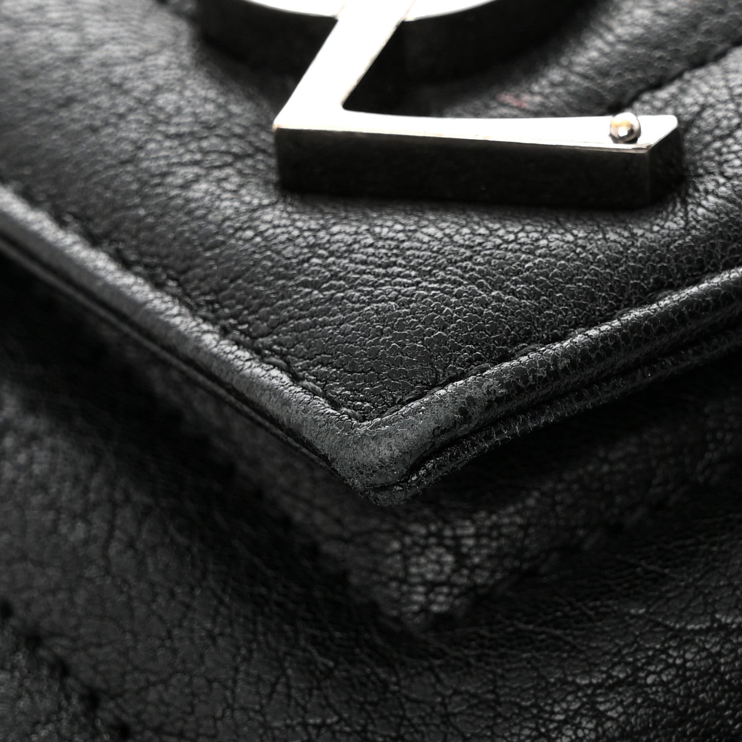 Saint Laurent Sheepskin Matelasse Chevron Monogram Large College Satchel Black 15 of 15