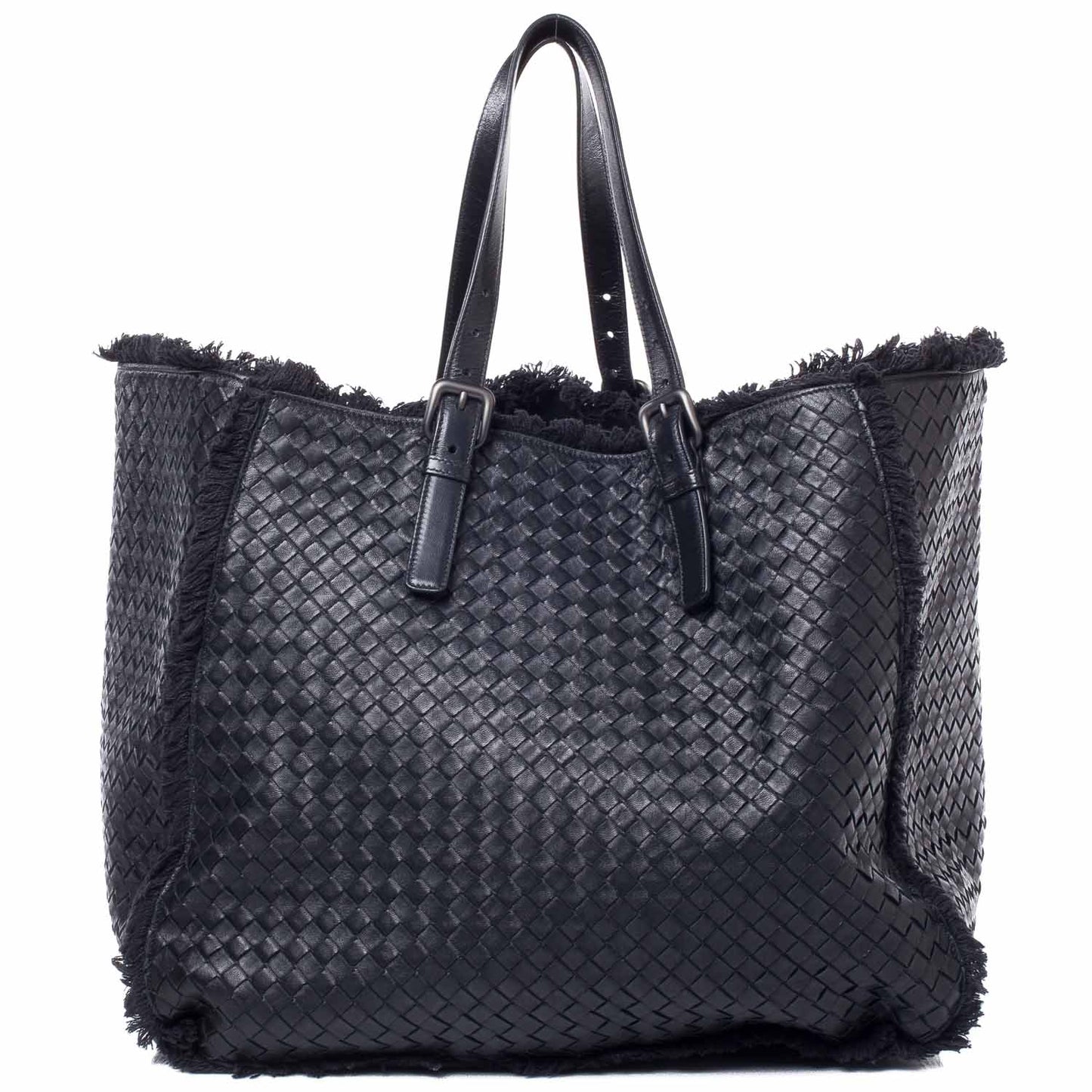 Nappa Intrecciato Canvas Fringe Maltinto Tote Nero Black