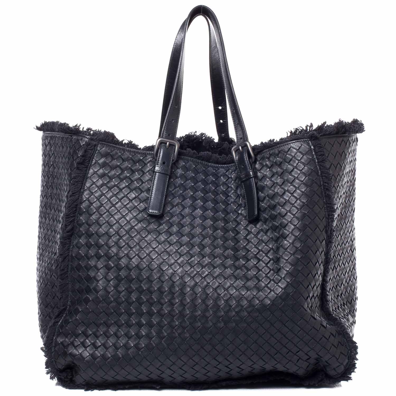 Bottega Veneta Nappa Intrecciato Canvas Fringe Maltinto Tote Nero Black 1 of 9
