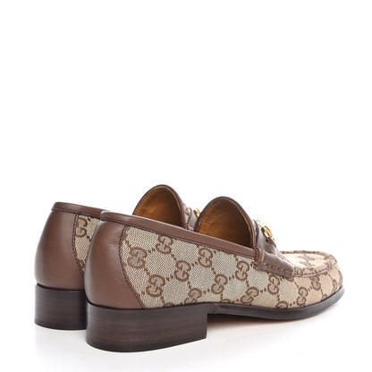Gucci Monogram Calfskin Womens Horsebit Loafers 7 Brown 4 of 8