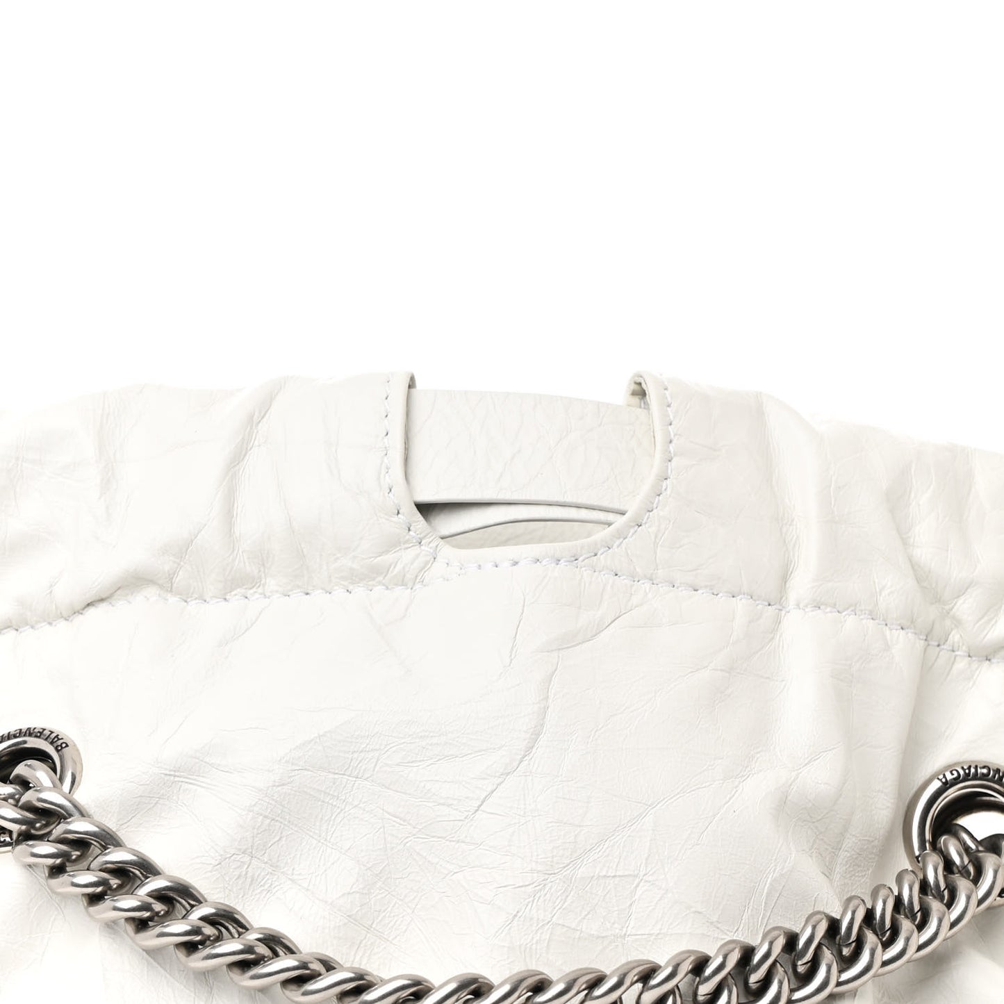 Crushed Calfskin Crush XS Chain Tote Optic White